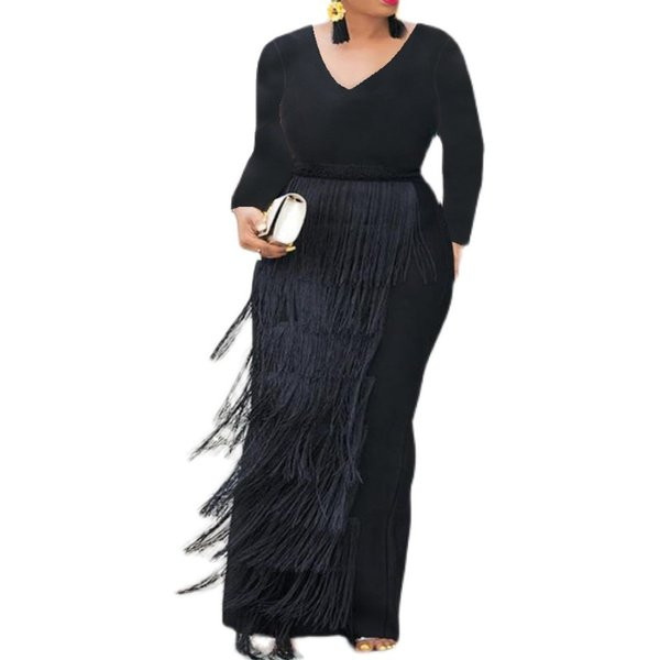 Стилна дамска рокля с ресни 