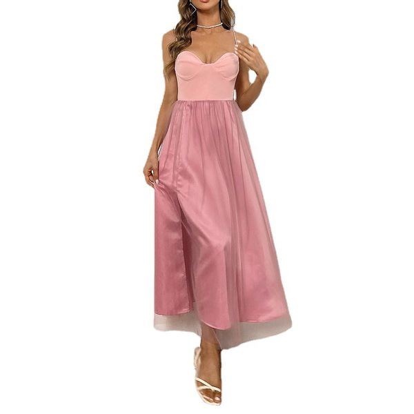 Moodne naiste kleit rinnaka ja tülli alläärega