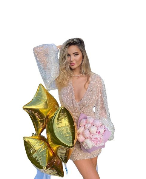 Стилна лъскава рокля с шпиц деколте