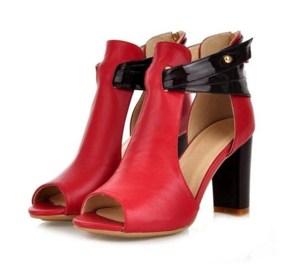 Дамски сандали от еко кожа с дебел 10см ток