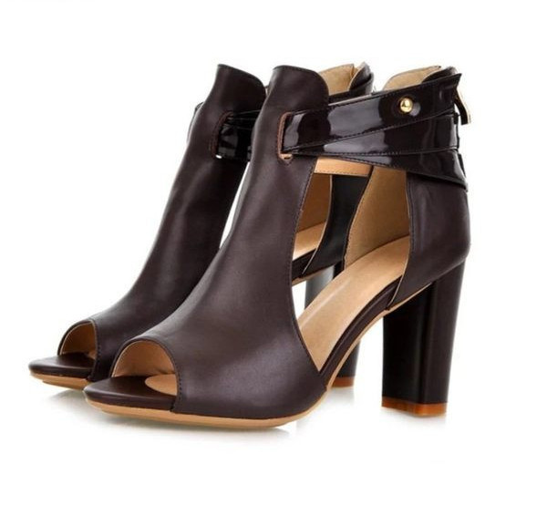 Дамски сандали от еко кожа с дебел 10см ток