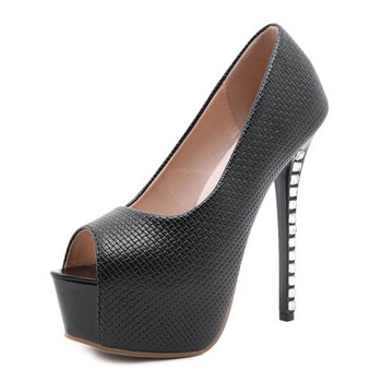 Дамски модерни обувки от еко кожа с 14см ток