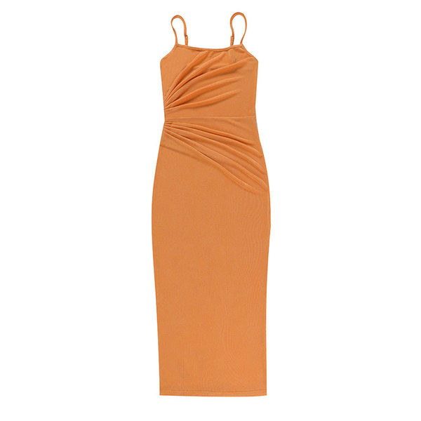 Peenikeste rihmadega naiste kleit - oranž värv