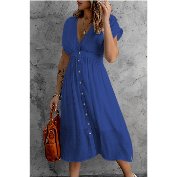 Kõrge vöökohaga vabaaja mõõduga naiste pikk kleit