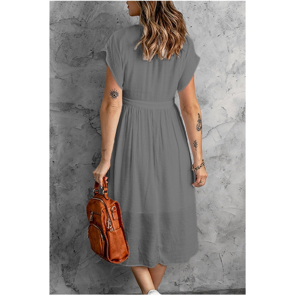 Kõrge vöökohaga vabaaja mõõduga naiste pikk kleit