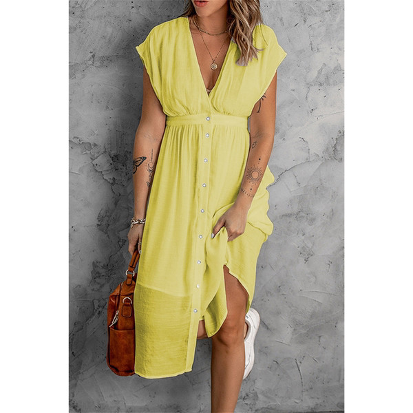 Kõrge vöökohaga vabaaja mõõduga naiste pikk kleit