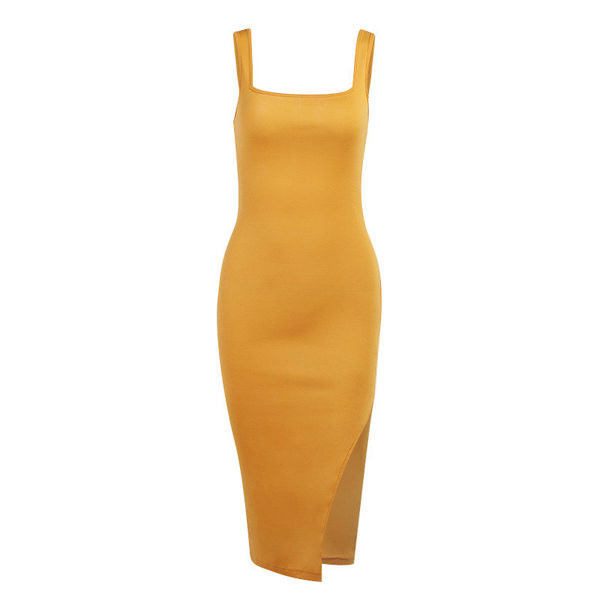 Вталена дамска рокля с широки презрамки 