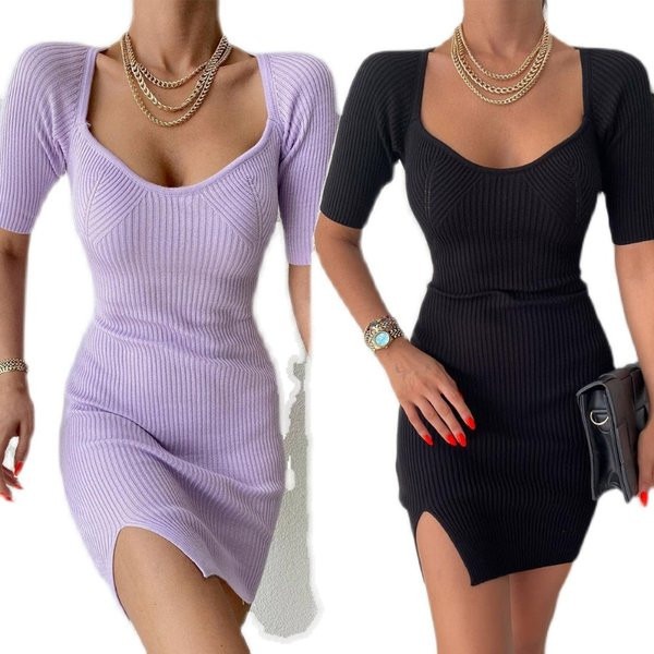 Liibuv velvetist lõhikuga kleit