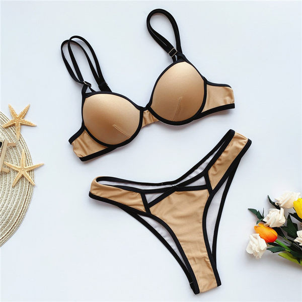 Дамски бански от две части - горнище тип сутиен и бикини с връзки