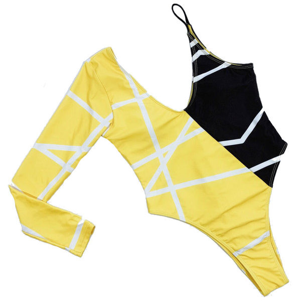 Актуален дамски цял бански с ръкав и презрамка