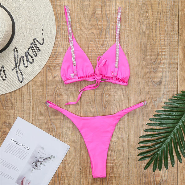 Дамски бански от две части  с декоративни камъни