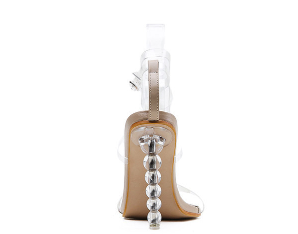 Дамски сандали със силиконови каишки  и ток 