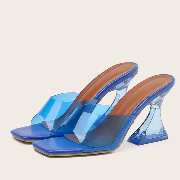 Naiste roosad läbipaistva kontsaga sussid