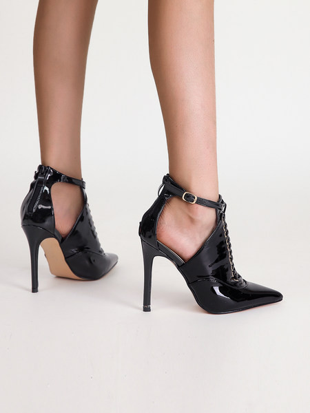 Fekete műbőr női cipő