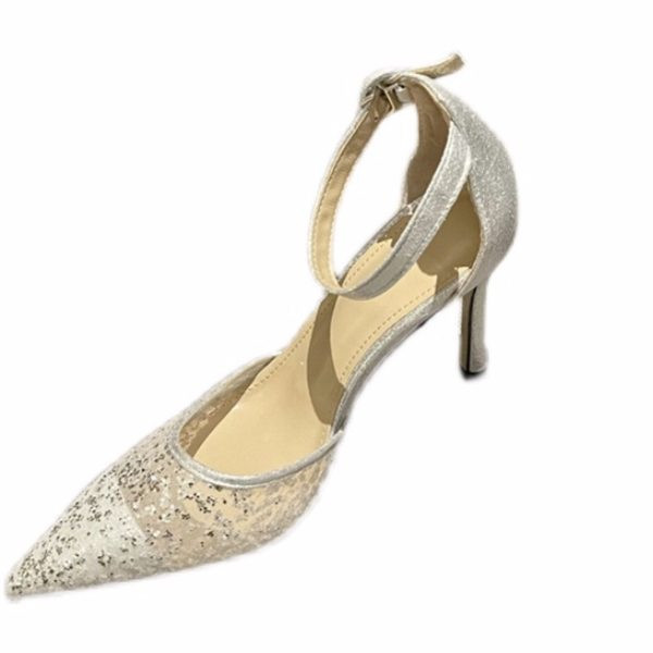 Női hegyes szandál 10,8 cm magas sarkú flitterrel