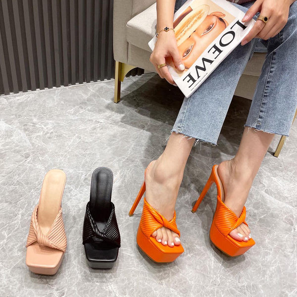 Női alkalmi papucs magassarkúval 14 cm, többféle színben