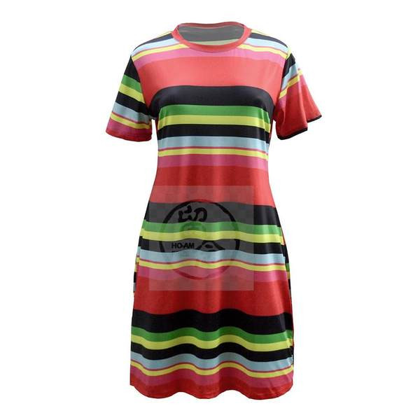 Női csíkos ruha - nagy méretek