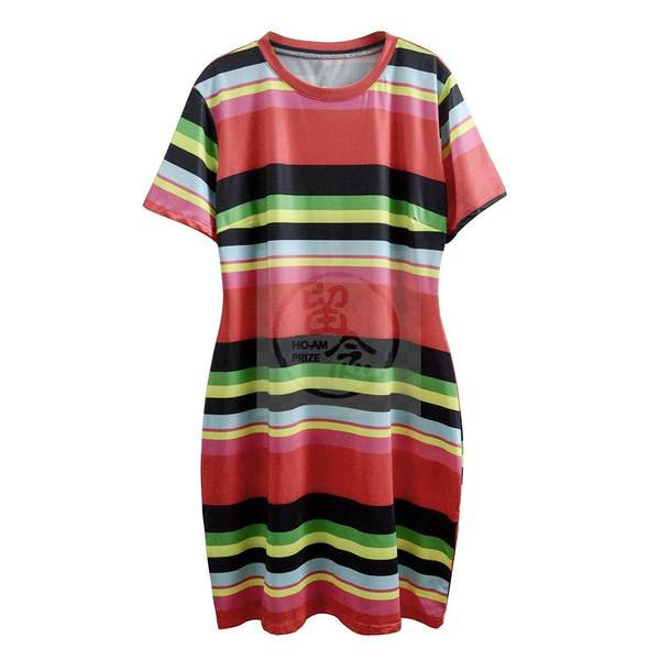 Női csíkos ruha - nagy méretek