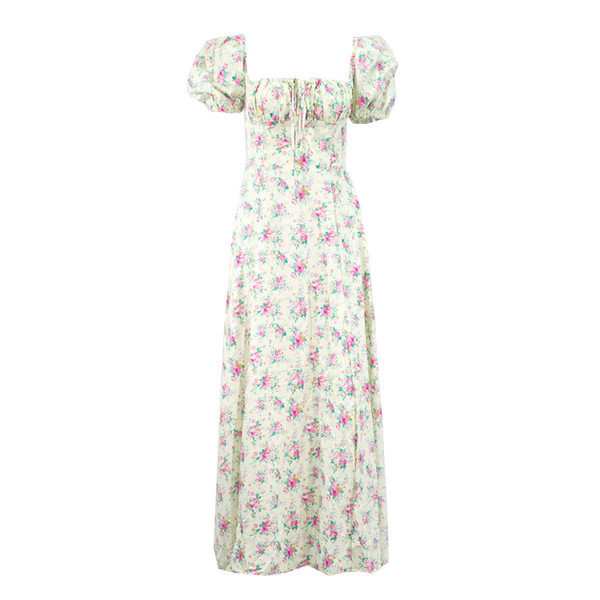 Hosszú női ruha szögletes nyakkivágással