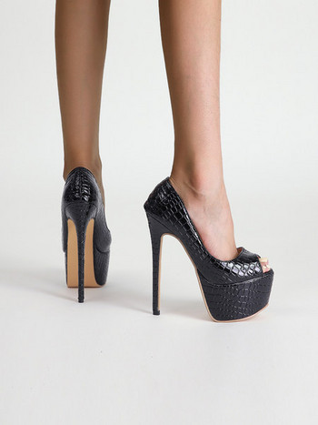 Модерни дамски обувки с висок 17см ток