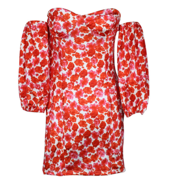 Κομψό γυναικείο φόρεμα με γυμνούς ώμους σε δύο χρώματα