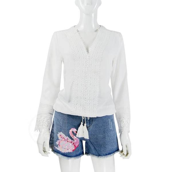 Női ing csipkével és spitz nyakkivágással - három színben