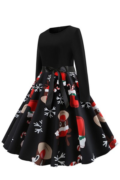 Női ruha hosszú ujjal, karácsonyi motívummal