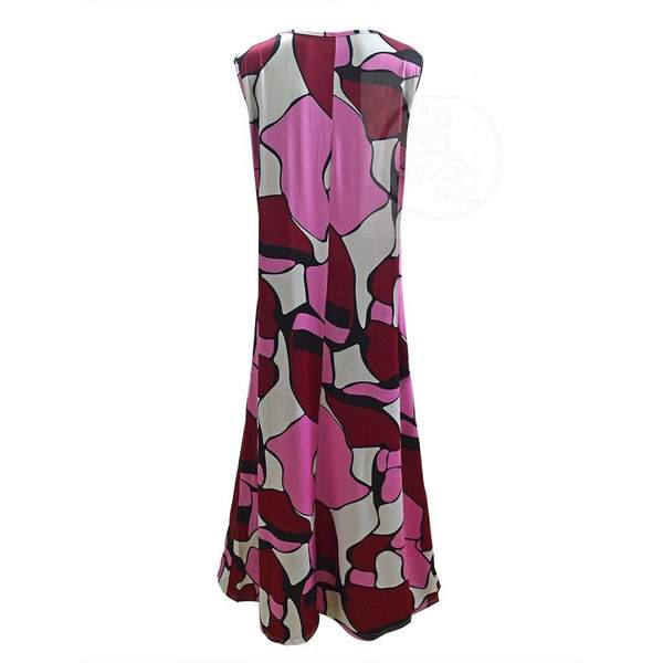 Színes hosszú női ruha spitz nyakkivágással