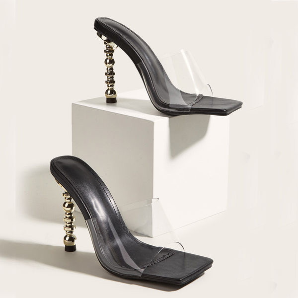 Stílusos női magas sarkú papucs két színben