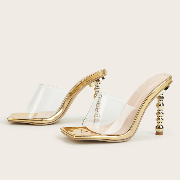 Stílusos női magas sarkú papucs két színben