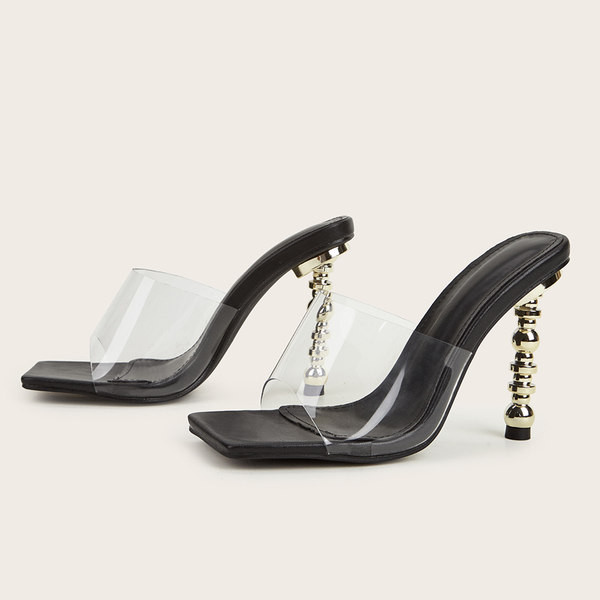 Stílusos női magas sarkú papucs két színben