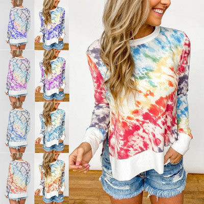 Színes női blúz kerek nyakkivágással