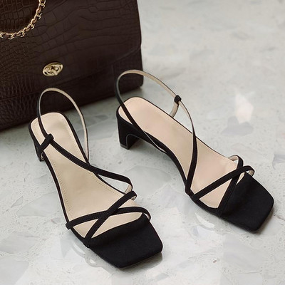 Női műbőr szandál 5 cm vastag sarokkal