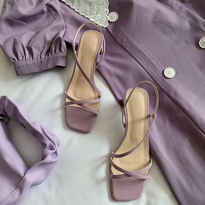 Női műbőr szandál 5 cm vastag sarokkal