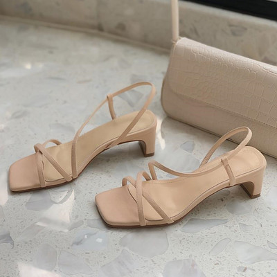 Női műbőr szandál 5 cm vastag sarokkal