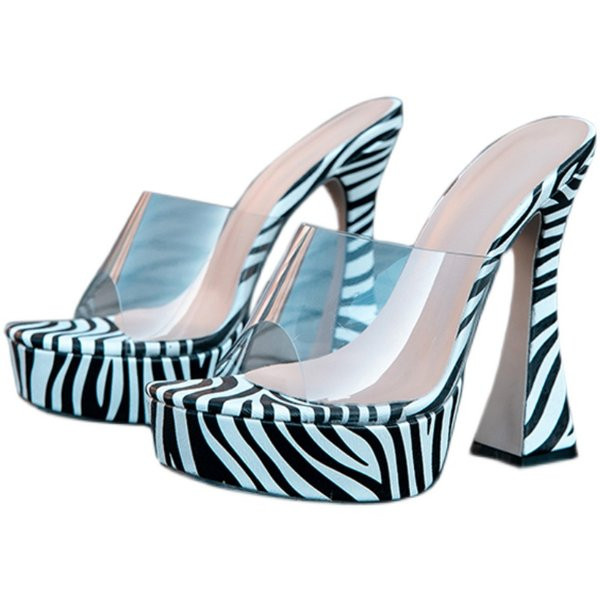 Női papucs 14 cm magas sarokkal, szilikon pánttal