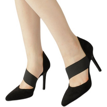 Дамски обувки на висок ток в черен и бежов цвят - заострен модел 