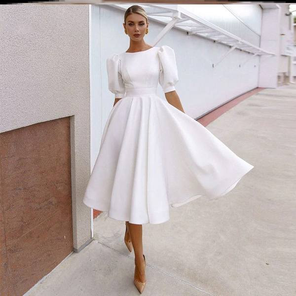 Női ruha puffos ujjal - négy színben