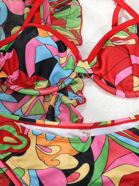 Модерен дамски бански от три части с тънки презрамки