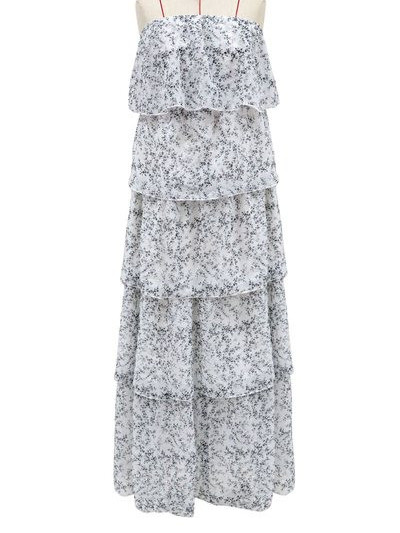 Virágos motívumokkal díszített, hosszú női ruha