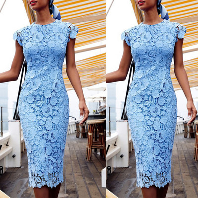 Women`s modern dress with blue lace
