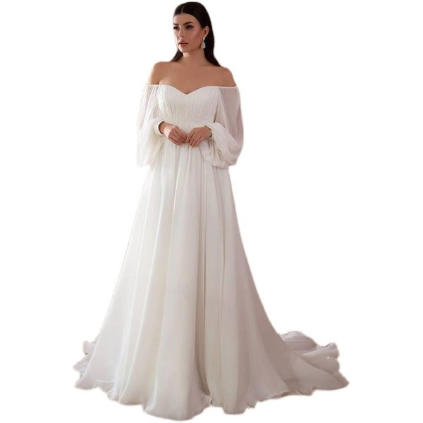 Fehér hosszú női ruha csupasz váll