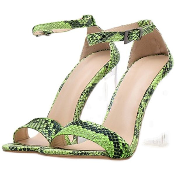 Női szandál 11 cm magas, szögletes sarokkal, fém rögzítéssel