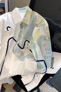 Modern női ing rátéttel és gombos rögzítéssel