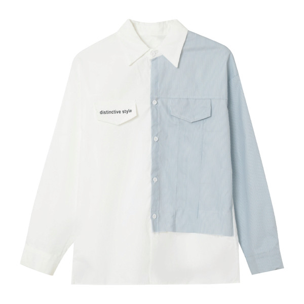 Δίχρωμο γυναικείο πουκάμισο με κλασικό γιακά