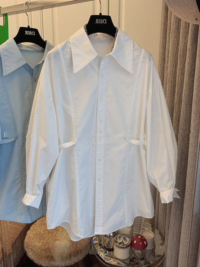 Дамска риза с дълъг ръкав и класическа яка