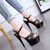 Naiste sandaalid kõrge õhukese kontsaga 16 cm ja metallist kinnitusega