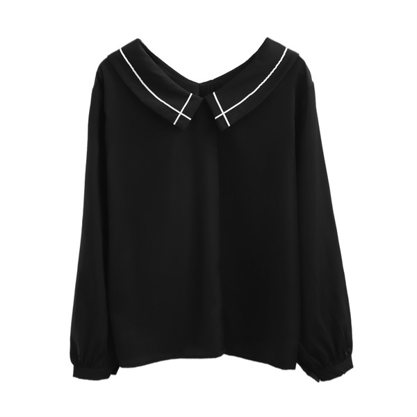 Ikdienas sieviešu krekls ar špica kakla izgriezumu