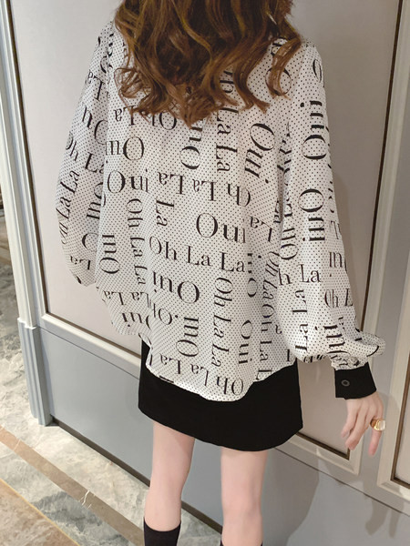 Γυναικείο μοντέρνο πουκάμισο με κορδόνι και επιγραφή