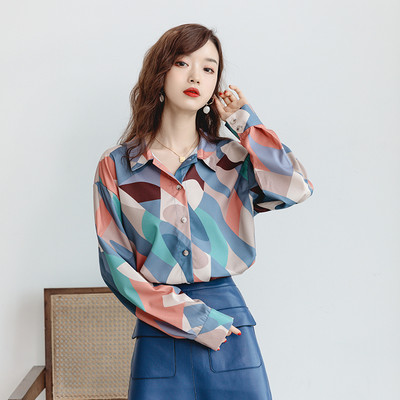 Γυναικείο ανοιξιάτικο πουκάμισο με πολύχρωμο σχέδιο